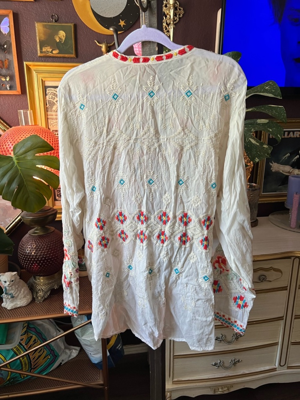 Johnny Was Donya Embroidered Tie-Front Long-Sleeve XL - Picture 7 of 8